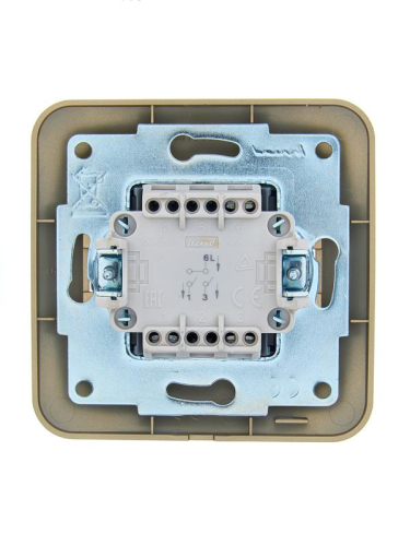 Выключатель 2-кл. 1п СП ASTI 10А IP20 в сборе золото. LEZARD 7081-3636-101