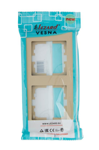 Рамка 2-м VESNA вертикал. без вставки зол. LEZARD 742-3600-152