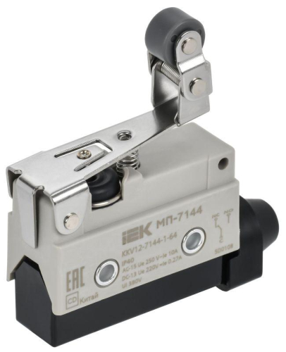 Микропереключатель концевой МП-7144 укор. рычаг с рег. рол. IP40 IEK KKV12-7144-1-64