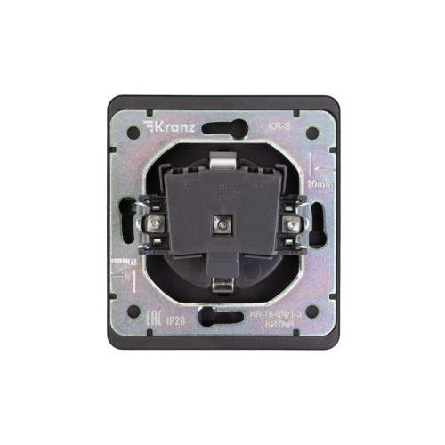 Розетка 1-м СП ROUND MIELE 16А с заземл. защ. шторки оникс Kranz KR-78-0701-3
