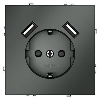 Розетка 1-м СП S70 16А с USB A+A с заземл. защ. шторки механизм титан Voltum VLS040406