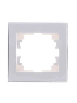 Рамка 1-м Rain горизонт. с хром. боковой вставкой бел. LEZARD 703-0225-146