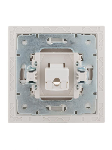 Розетка компьютерная 1-м СП Rain RJ45 с хром. боковой вставкой бел. LEZARD 703-0225-139