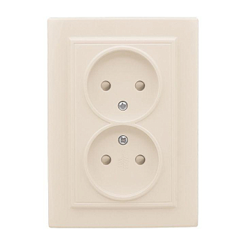 Розетка 2-м СП Минск 10А IP20 без заземл. защ. шторки беж. EKF ERR10-102-200