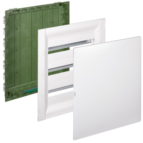 Щиток распределительный СП Practibox3 IK 07 3 рейки 54мод. с клеммник. заземл. IP40 бел. дверь Leg 401718