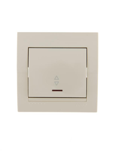 Переключатель проходной 1-кл. СП Deriy 10А с подсветкой крем. LEZARD 702-0303-114