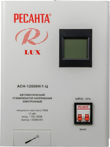 Стабилизатор напряжения АСН-12000 Н/1-Ц Lux 1ф. 12кВт IP20 Ресанта 63/6/22