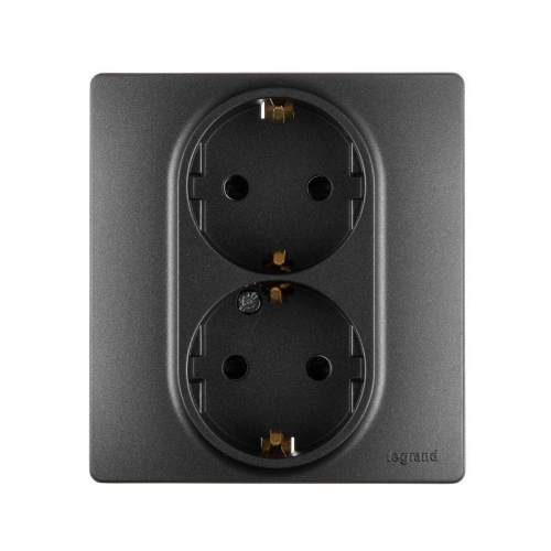 Розетка Inspiria 16А 250В 2х2p+E защ. шторки безвинт. зажимы антрацит IEK 673758