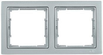 Рамка 2-м BOLERO Q1 РУ-2-БС квадрат. серебр. IEK EMB22-K23-Q1