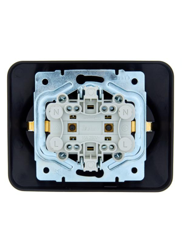 Розетка 2-м СП ASTI 16А IP20 с заземл. термопласт черн. бархат LEZARD 7081-4200-127B