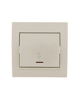 Переключатель проходной 1-кл. СП Deriy 10А с подсветкой крем. LEZARD 702-0303-114