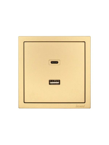 Розетка СП ZIMA IP20 Type-C + USB механизм зол. LEZARD 704-3688-192TC