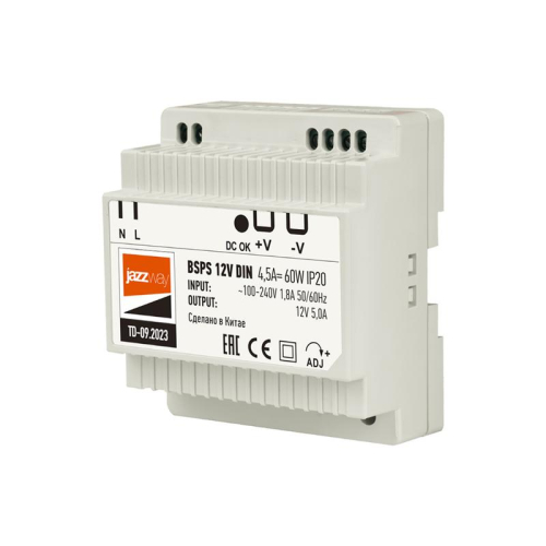 Блок питания для светодиодной ленты BSPS DIN 12В 4.5А=60Вт PL IP20 Pro+ JazzWay 5049963