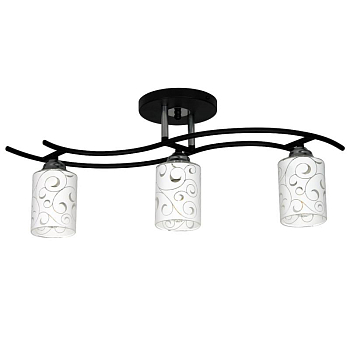 Светильник "Стиль" 131 (Плафон 8498) НПБ 01-3х60-178 Е27 (ИМ) потолочный черн. Элетех 1005405038