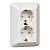 Розетка 2-м СП Прима 16А 250В защ. шторки с заземл. (опт. упак.) бел. SchE RS16-212-B