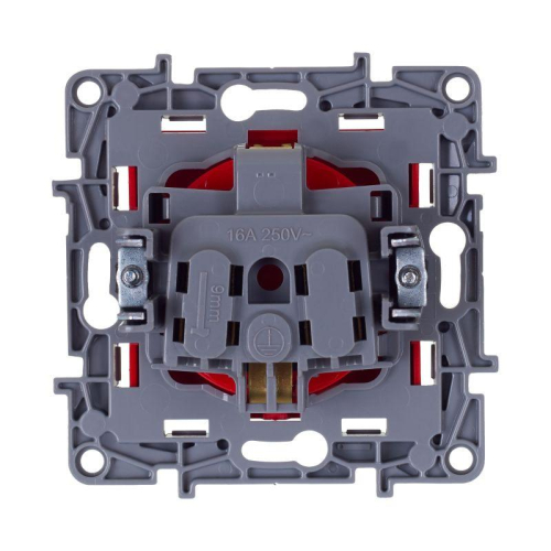 Розетка 1-м СП Etika 16А 250В 2P+E защ. шторки красн. IEK 672722