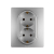 Розетка 2-м СП Etika 16А IP20 250В 2P+E с заземл. немецк. стандарт винт. клеммы в сборе алюм. IEK 672423