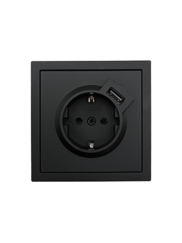 Розетка 1-м СП ZIMA IP20 + USB с заземл. механизм черн. бархат LEZARD 704-4288-181