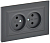 Розетка 2-м СП BRITE РС12-2-БрГ 10А в сборе без заземл. без защ. шторок графит IEK BR-R20-10-K53-F