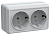 Розетка 2-м ОП Октава РСш22-3-ОБ 16А IP20 с заземл. защ. шторки бел. IEK ERO24-K01-16-DC