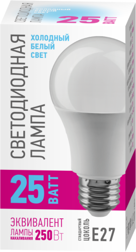 Лампа светодиодная 90 448 OLL-A60-25-230-6.5K-E27-PROMO 25Вт грушевидная 6500К E27 220-240В ОНЛАЙТ 90448