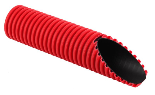 Труба гофрированная двустенная ПНД/ПНД жесткая d200/178.7мм с муфтой и уплотн. кольцом красн. (уп.6м) Ruvinil ТЖ-КЛ0-200К