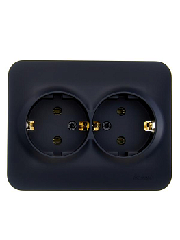 Розетка 2-м СП ASTI 16А IP20 с заземл. термопласт черн. бархат LEZARD 7081-4200-127B