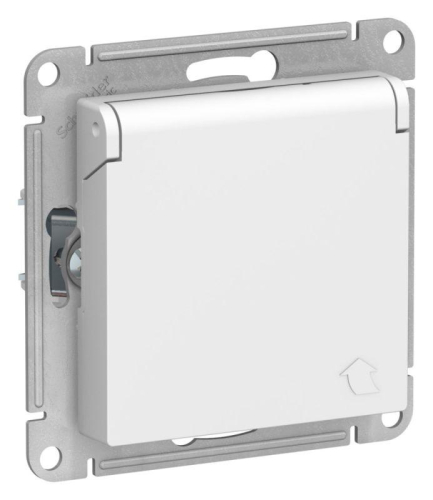 Розетка AtlasDesign с заземл. со шторками с крышкой 16А IP20 механизм лотос SE ATN001346