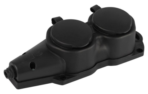 Колодка ЭРА KX-2e-B-IP44 каучуковая с заземлением 2 розетки 16A IP44 черн. Эра Б0068451