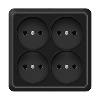 Розетка 4-м ОП Олимп 16А IP20 квадрат без заземл. черн. Universal 2220