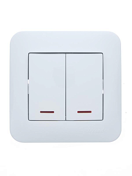Выключатель 2-кл. 1п СП ASTI 10А IP20 с подсветкой в сборе бел. LEZARD 7081-0202-112