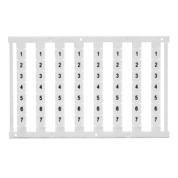 Маркировка для клемм ширина 8мм узкая для клемм Push-in бел. от 36 до 42 горизонтальная ориентация 1 шт. = карта из 56 маркеров (уп.10шт) DKC NUPUTUK-8F-36-42H
