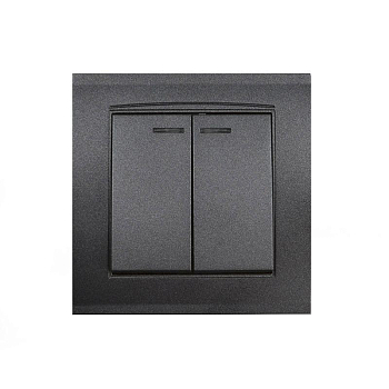 Выключатель 2-кл. СП Бриллиант 10А IP20 с подсветкой в сборе графит Universal 7947410-Gr