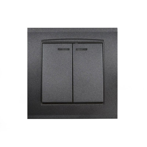 Выключатель 2-кл. СП Бриллиант 10А IP20 с подсветкой в сборе графит Universal 7947410-Gr