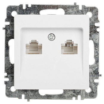 Розетка компьютерная 1-м СП Accent 6-304-01 2xRJ45 IP20 бел. Intro Б0063646