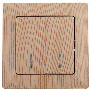 Выключатель 2-кл. СП Solo 4-105-11 10А IP20 250В с подсветкой сосна Intro Б0053600