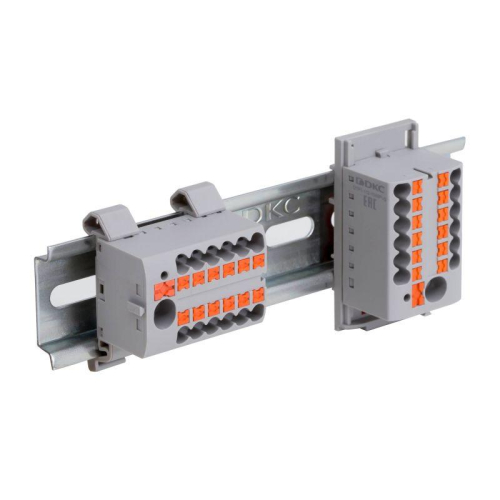Блок распределительный зажим push-in 10 точек подключения 25кв.мм сер. DKC DTP1-010-04SPUG