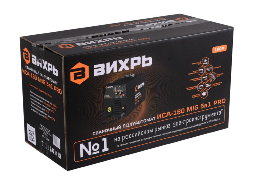 Инвертор сварочный полуавтомат. ИСА-180 MIG 5в1 PRO Вихрь 65/184