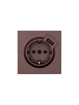 Розетка 1-м СП ZIMA IP20 + USB с заземл. механизм шоколад LEZARD 704-7388-181