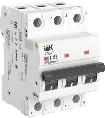 Выключатель автоматический модульный 3п L 25А M06N-DC ARMAT IEK AR-M06N-3-L025DC