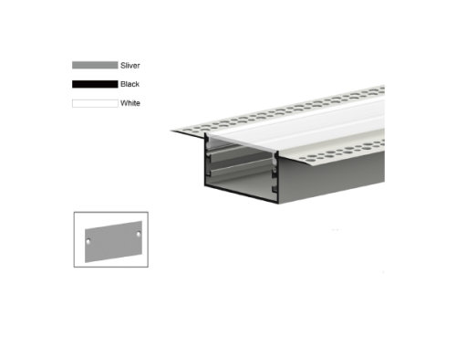 Профиль алюминиевый для встраивания в ГКЛ 2000х88х17 (46.7х17.9 площадка для ленты 37.2мм) (дл.2м) VARTON V4-R0-70.0001.KIT-8817BG