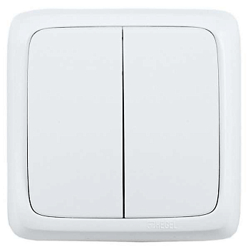 Выключатель 2-кл. ОП Альфа 16А IP20 250В с изолир. пластиной бел. HEGEL ВА16-153