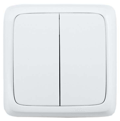 Выключатель 2-кл. ОП Альфа 16А IP20 250В с изолир. пластиной бел. HEGEL ВА16-153