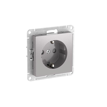 Розетка AtlasDesign 16А с заземл. защ. шторки быстрозажим. клем. механизм алюм. SE ATN000345S