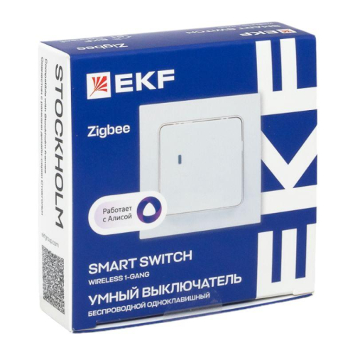 Выключатель 1-кл. Стокгольм Умный беспроводной бел. Zigbee Сonnect EKF RCV-ST1-WS-ZB