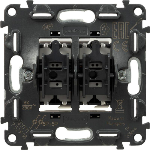 Выключатель кнопочный 2-кл. Valena In'matic 6А 250В безвинтов. зажимы механизм Leg 752018