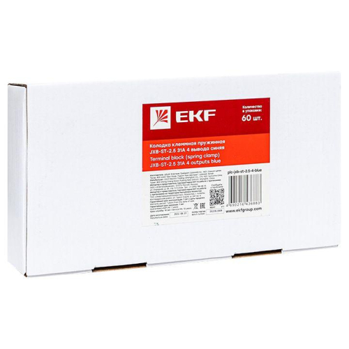 Колодка клеммная ST-2.5 31А 4 вывода пружинная син. PROxima EKF plc-st-2.5-4-blue