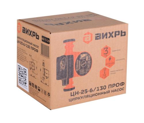 Насос циркуляционный ЦН-25-6/130 ПРОФ Вихрь 68/7/15