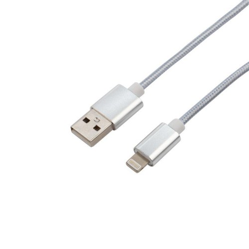 Кабель USB-Lightning 1м серебристая нейлоновая оплетка Rexant 18-7051