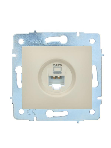 Розетка компьютерная 1-м СП ASTI IP20 RJ45 механизм Cat 6e крем. LEZARD 7081-0388-140